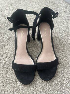 Xappeal Black Suede Ankle-Strap Block Heels
